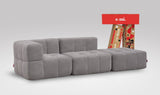 EEAZI modulares Sofa 1 Eckelement, 1 Mittelelement, 1 Hocker in Kombination, in grauer Farbe