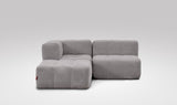 EEAZI modulares Sofa - 1 Eckelement, 1 Mittelelement, 1 Hocker - grau