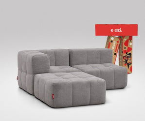 EEAZI modulares Sofa 1 Eckelement, 1 Mittelelement, 1 Hocker in Kombination, in grauer Farbe