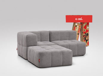 EEAZI modulares Sofa 1 Eckelement, 1 Mittelelement, 1 Hocker in Kombination, in grauer Farbe
