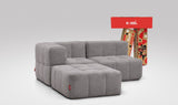 EEAZI modulares Sofa 1 Eckelement, 1 Mittelelement, 1 Hocker in Kombination, in grauer Farbe