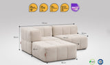 3-teiliges EEAZI Sofa – 1 Eckelement, 1 Mittelelement, 1 Hocker, in beiger Farbe , Version 2