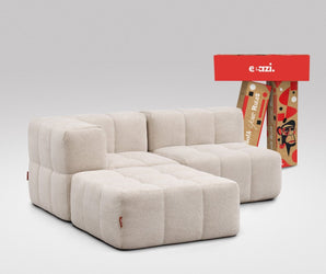 EEAZI modulares Sofa 1 Eckelement, 1 Mittelelement, 1 Hocker in Kombination, in Beige