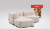 EEAZI modulares Sofa 1 Eckelement, 1 Mittelelement, 1 Hocker in Kombination, in Beige