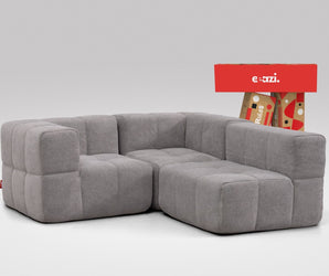 EEAZI modulares Sofa 1 Eckelement, 2 Mittelelemente in Kombination, in grauer Farbe