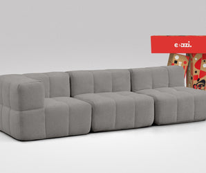 EEAZI modulares Sofa 1 Eckelement, 2 Mittelelemente in Kombination, in grauer Farbe