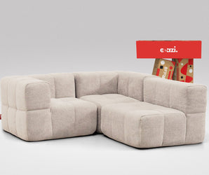 EEAZI modulares Sofa 1 Eckelement, 2 Mittelelemente in Kombination, in Beige