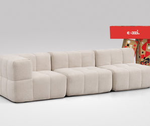 EEAZI modulares Sofa 1 Eckelement, 2 Mittelelemente in Kombination, in Beige