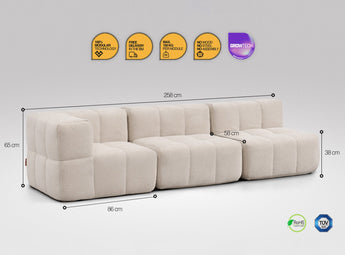 3-teiliges EEAZI Sofa – 1 Eckelement, 2 Mittelelemente modul, in beiger Farbe , Version 2