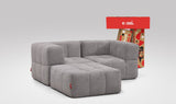 EEAZI modulares Sofa 2 Eckelementelem, 1 Hocker in Kombination, in grauer Farbe