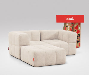 EEAZI modulares Sofa 2 Eckelementelem, 1 Hocker in Kombination, in Beige