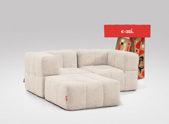 EEAZI modulares Sofa 2 Eckelementelem, 1 Hocker in Kombination, in Beige