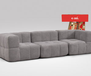 EEAZI modulares Sofa 2 Eckelementelem, 1 Mittelelement in Kombination, in grauer Farbe