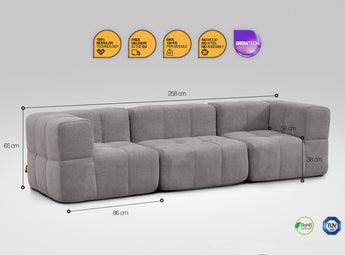 3-teiliges EEAZI Sofa – 2 Eckelementelemmel, 1 Mittelelementelemmel, in grauer Farbe, Version 2