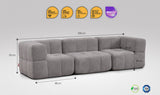 3-teiliges EEAZI Sofa – 2 Eckelementelemmel, 1 Mittelelementelemmel, in grauer Farbe, Version 2
