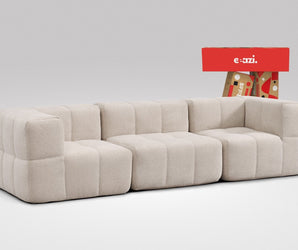 EEAZI modulares Sofa 2 Eckelementelem, 1 Mittelelement in Kombination, in Beige