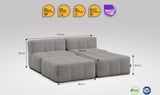 EEAZI modulares Sofa - 2 Mittelelemente, 2 Hocker - grau