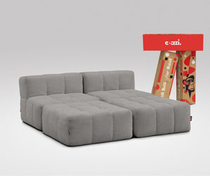 EEAZI modulares Sofa 2 Mittelelemente, 2 Hocker im Set, in grauer Farbe