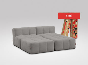 EEAZI modulares Sofa 2 Mittelelemente, 2 Hocker im Set, in grauer Farbe
