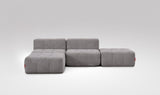 EEAZI modulares Sofa - 2 Mittelelemente, 2 Hocker - grau