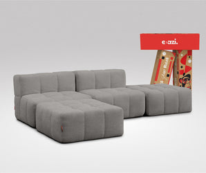 EEAZI modulares Sofa 2 Mittelelemente, 2 Hocker im Set, in grauer Farbe