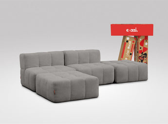 EEAZI modulares Sofa 2 Mittelelemente, 2 Hocker im Set, in grauer Farbe