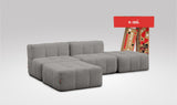 EEAZI modulares Sofa 2 Mittelelemente, 2 Hocker im Set, in grauer Farbe