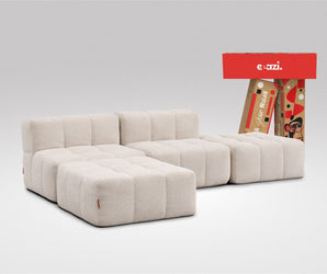 EEAZI modulares Sofa 2 Mittelelemente, 2 Hocker im Set, in Beige