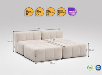 EEAZI modulares Sofa - 2 Mittelelemente, 2 Hocker - beige