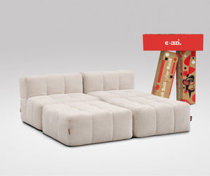 EEAZI modulares Sofa 2 Mittelelemente, 2 Hocker im Set, in Beige