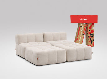 EEAZI modulares Sofa 2 Mittelelemente, 2 Hocker im Set, in Beige