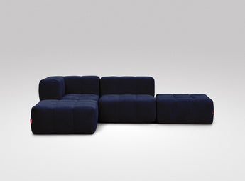 EEAZI modulares Sofa - 1 Eckelement, 1 Mittelelement, 2 Hocker - blau