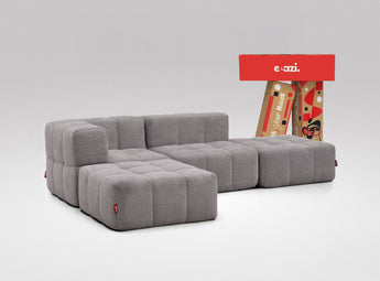 EEAZI modulares Sofa 1 Eckelement, 1 Mittelelement, 2 Hocker im Set, in grauer Farbe