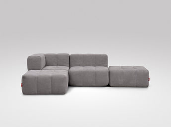 EEAZI modulares Sofa - 1 Eckelement, 1 Mittelelement, 2 Hocker - grau