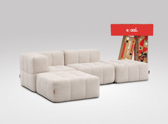 EEAZI modulares Sofa 1 Eckelement, 1 Mittelelement, 2 Hocker im Set, in Beige