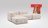 EEAZI modulares Sofa 1 Eckelement, 1 Mittelelement, 2 Hocker im Set, in Beige