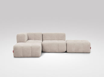 EEAZI modulares Sofa - 1 Eckelement, 1 Mittelelement, 2 Hocker - beige