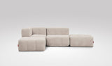 EEAZI modulares Sofa - 1 Eckelement, 1 Mittelelement, 2 Hocker - beige