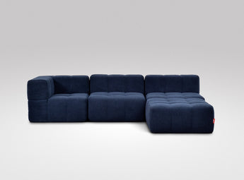 EEAZI modulares Sofa - 1 Eckelement, 2 Mittelelemente, 1 Hocker - blau