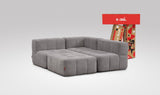 EEAZI modulares Sofa 1 Eckelement, 2 Mittelelemente, 1 Hocker in Kombination, in grauer Farbe