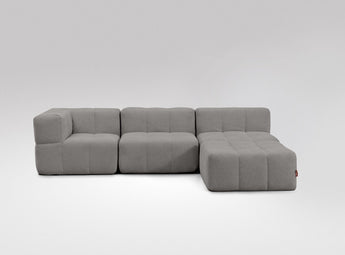 EEAZI modulares Sofa - 1 Eckelement, 2 Mittelelemente, 1 Hocker - grau