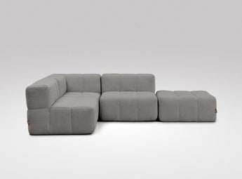 EEAZI modulares Sofa - 1 Eckelement, 2 Mittelelemente, 1 Hocker - grau