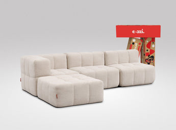 EEAZI modulares Sofa 1 Eckelement, 2 Mittelelemente, 1 Hocker in Kombination, in Beige