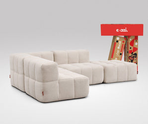 EEAZI modulares Sofa 1 Eckelement, 2 Mittelelemente, 1 Hocker in Kombination, in Beige