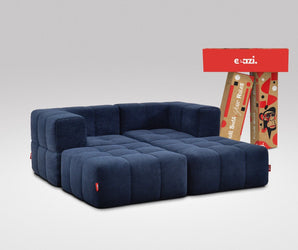 EEAZI modulares Sofa 2 Eckelementelem, 2 Hocker im Set, in blauer Farbe