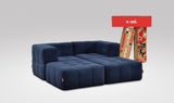 EEAZI modulares Sofa 2 Eckelementelem, 2 Hocker im Set, in blauer Farbe
