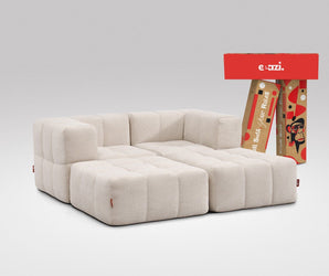 EEAZI modulares Sofa 2 Eckelementelem, 2 Hocker im Set, in Beige