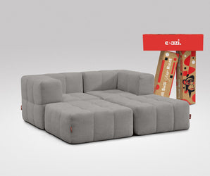 EEAZI modulares Sofa 2 Eckelementelem, 2 Hocker im Set, in grauer Farbe