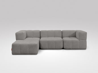 EEAZI modulares Sofa - 2 Eckelementelem, 1 Mittelelement, 1 Hocker - grau