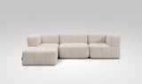 EEAZI modulares Sofa - 2 Eckelementelem, 1 Mittelelement, 1 Hocker - beige